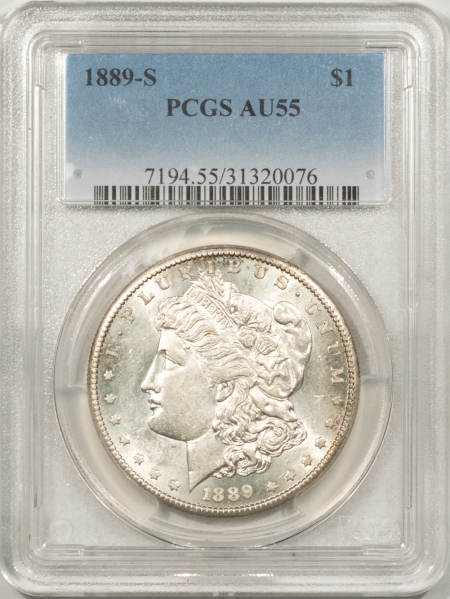 Dollars 1889-S MORGAN DOLLAR PCGS AU-55, FLASHY!