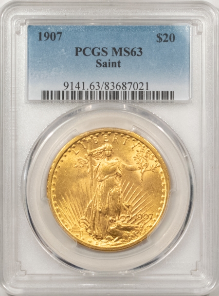 New Store Items 1907 $20 SAINT GAUDENS GOLD DOUBLE EAGLE PCGS MS-63, POPULAR FIRST YEAR ISSUE!
