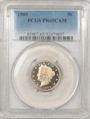 Liberty Nickels 1909 PROOF LIBERTY NICKEL – PCGS PR-65 CAM, BLACK AND WHITE CAMEO!