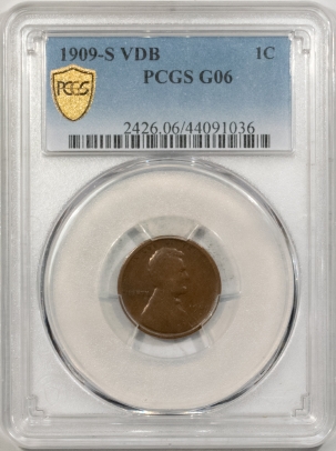 Lincoln Cents (Wheat) 1909-S VDB LINCOLN CENT – PCGS G-6, PLEASING!