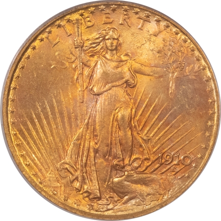 $20 1910 $20 ST GAUDENS GOLD – PCGS MS-64, TOUGH DATE, PRETTY COLOR!