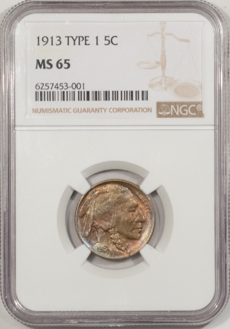 New Store Items 1913 TY I BUFFALO NICKEL – NGC MS-65, STUNNING COLOR, PREMIUM QUALITY++!