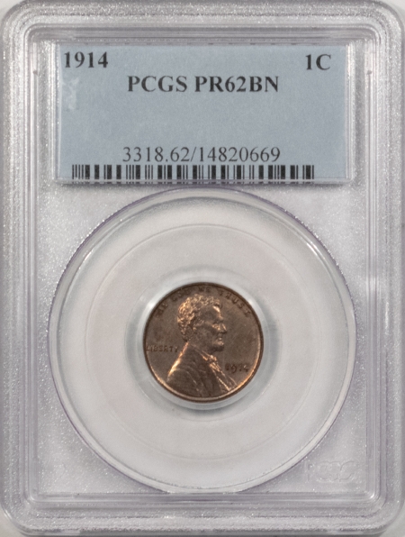 New Store Items 1914 MATTE PROOF LINCOLN CENT – PCGS PR-62 BN
