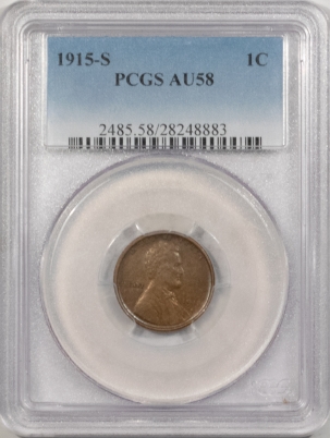 Lincoln Cents (Wheat) 1915-S LINCOLN CENT – PCGS AU-58, LOOKS UNC