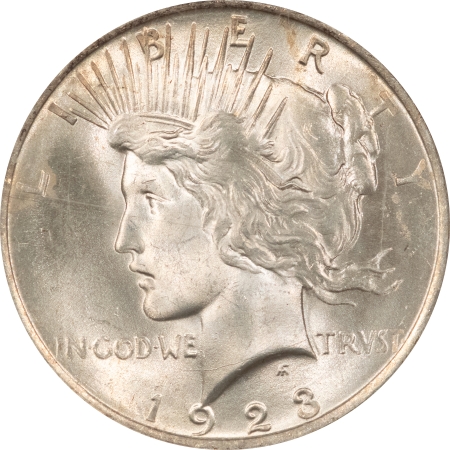 Dollars 1923 PEACE DOLLAR ANACS MS-64, TONED REVERSE, OLD HOLDER!