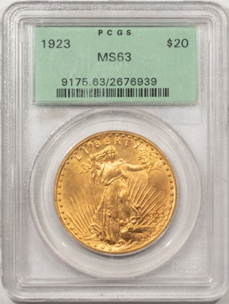 $20 1923 SAINT GAUDENS GOLD DOUBLE EAGLE PCGS MS-63, OGH, FRESH & PQ!