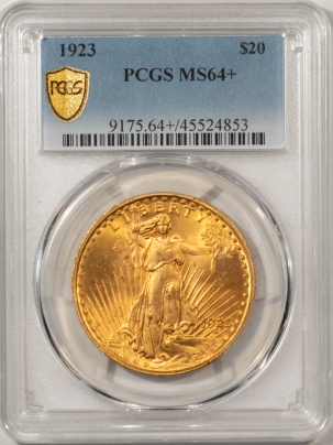 New Store Items 1923 $20 ST GAUDENS GOLD – PCGS MS-64+, REALLY PRETTY & SUPER PQ! (CAC APPROVED)