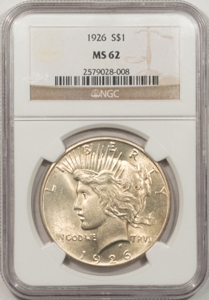 New Certified Coins 1926 PEACE DOLLAR – NGC MS-62 FRESH & FLASHY!