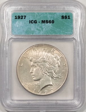 New Store Items 1927 PEACE DOLLAR – ICG MS-60