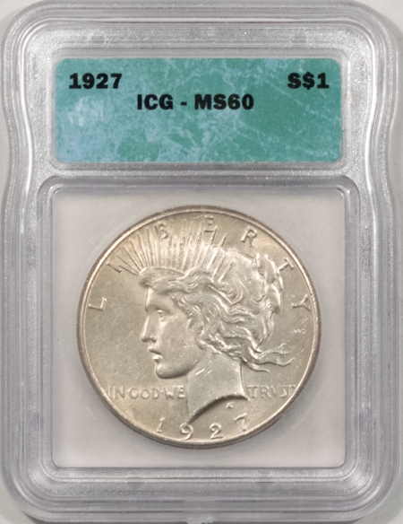 New Certified Coins 1927 PEACE DOLLAR – ICG MS-60