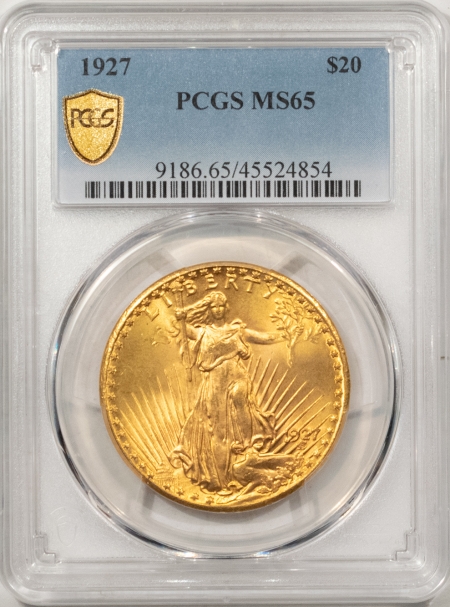 $20 1927 SAINT GAUDENS GOLD DOUBLE EAGLE PCGS MS-65, PRETTY & PQ!