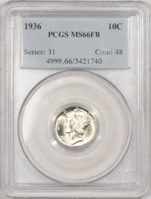 Mercury Dimes 1936 MERCURY DIME – PCGS MS-66 FB, BLAZING WHITE!