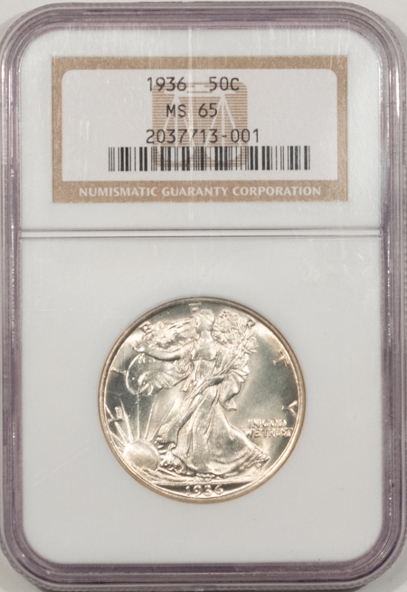 New Certified Coins 1936 WALKING LIBERTY HALF DOLLAR – NGC MS-65, FRESH WHITE GEM!
