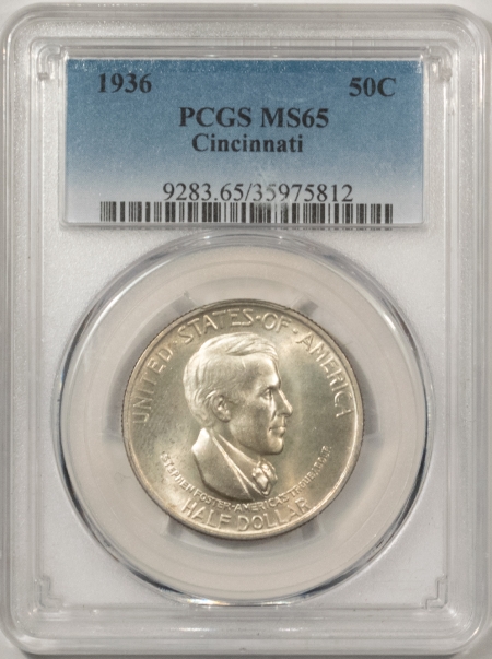 New Certified Coins 1936 CINCINNATI COMMEMORATIVE HALF DOLLAR – PCGS MS-65, ORIGINAL, WHITE GEM!