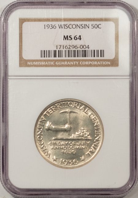 New Certified Coins 1936 WISCONSIN COMMEMORATIVE HALF DOLLAR – NGC MS-64, FRESH & WHITE!