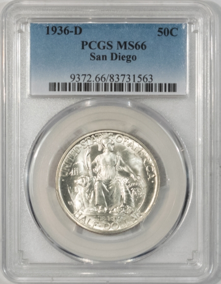 New Certified Coins 1936-D SAN DIEGO COMMEMORATIVE HALF DOLLAR – PCGS MS-66