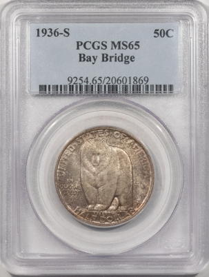 New Certified Coins 1936-S BAY BRIDGE COMMEMORATIVE HALF DOLLAR – PCGS MS-65, PRETTY!
