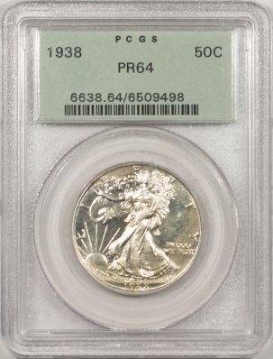 New Certified Coins 1938 PROOF WALKING LIBERTY HALF DOLLAR – PCGS PR-64, OGH & PREMIUM QUALITY!