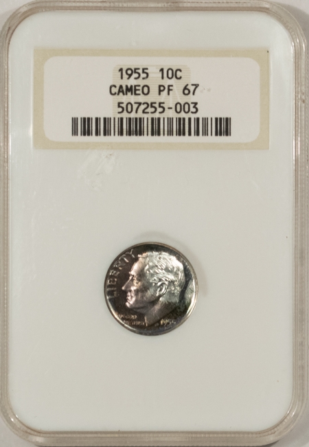 New Store Items 1955 PROOF ROOSEVELT DIME – NGC PF-67 CAMEO, PREMIUM QUALITY! FATTY!