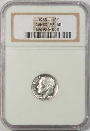 New Certified Coins 1955 PROOF ROOSEVELT DIME – NGC PF-68 CAMEO