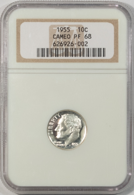 New Store Items 1955 PROOF ROOSEVELT DIME – NGC PF-68 CAMEO