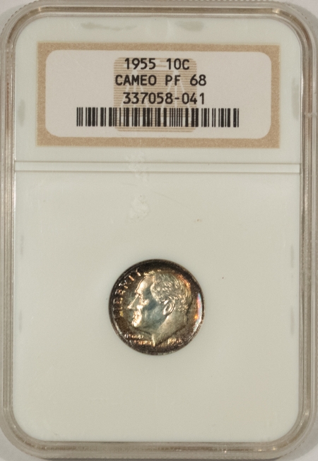 New Store Items 1955 PROOF ROOSEVELT DIME – NGC PF-68 CAMEO, PREMIUM QUALITY! GORGEOUS!