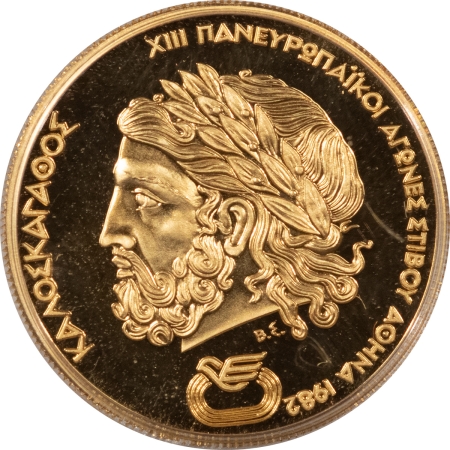 New Store Items 1981 GREECE 5000 DRACHMAI GOLD KM-129, PAN-EURO GAMES, ZEUS, GEM PROOF .3617 AGW