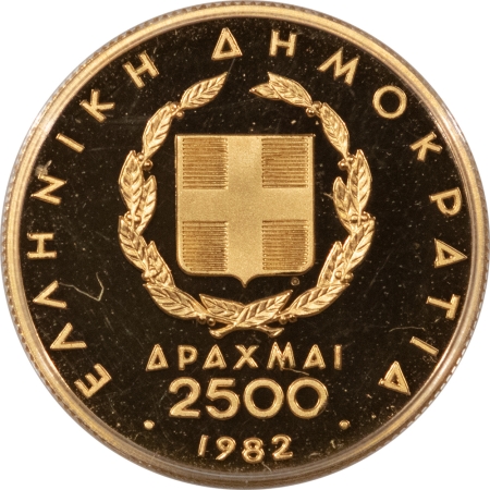 New Store Items 1982 GREECE 2500 DRACHMAI GOLD KM-141 PAN-EURO 1896 OLYMPICS GEM PROOF .1866 AGW