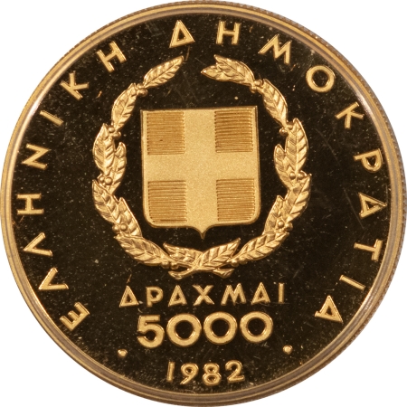 New Store Items 1982 GREECE 5000 DRACHMAI GOLD KM-143 PAN-EURO 1896 OLYMPICS GEM PROOF .3617 AGW