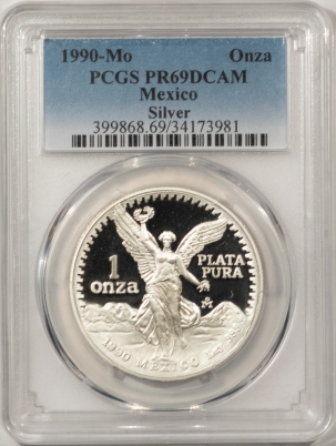 New Certified Coins 1990-MO MEXICO PROOF ONZA 1 OZ LIBERTAD SILVER – PCGS PR-69 DCAM