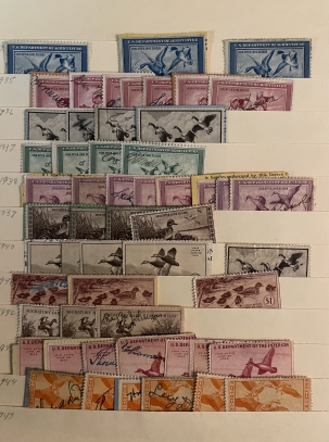 U.S. Stamps RW-1 TO RW-56 EXTENSIVE FEDERAL DUCK STAMP + REVENUES, USED, FAULTS, CAT $5500+