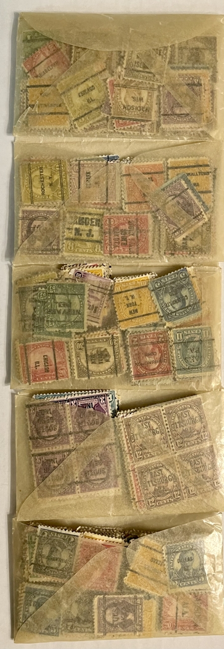 U.S. Stamps COLLECTION OF U.S. PRE-CANCELS; 1910s-30s, HIGHER VALUES INCL, 500+PCS-CAT $250+