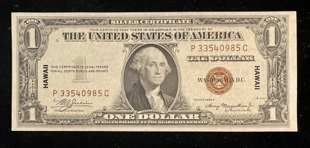 Small Silver Certificates 1935-A $1 SILVER CERTIFICATE, HAWAII, FR-2300, CH UNC W/ GREAT EMBOSSING-FRESH!