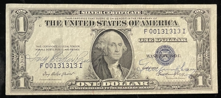Small Silver Certificates 1935-E $1 SILVER CERTIFICATE, FR-1614, COURTESY SIGNATURES & REPEATER S/N-COOL!