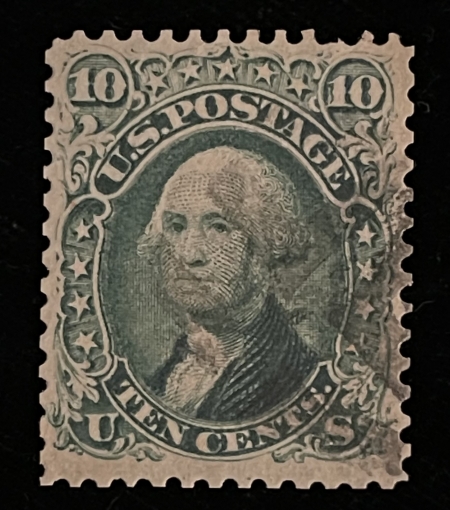 U.S. Stamps SCOTT #68 10c GREEN, USED, abt VF & SOUND, CAT $55!