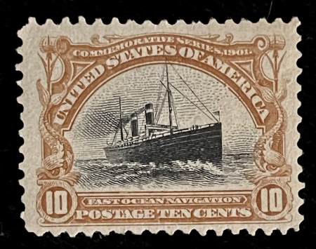 U.S. Stamps SCOTT #299 10c YELLOW-BROWN/BLACK. MOG-HR, CREASES, app VF, CAT $115