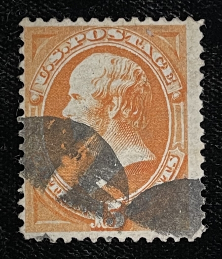 U.S. Stamps SCOTT #152 15c ORANGE, NO GRILL, USED, FINE & SOUND, CAT $210