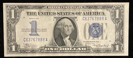 Small Silver Certificates 1934 $1 SILVER CERTIFICATE, FR-1606, CHOICE CU, FROM AN OLD-TIME COLLECTION