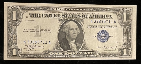 Small Silver Certificates 1935 $1 SILVER CERTIFICATE, FR-1607, CHOICE UNC W/ NICE EMBOSSING, FRESH!