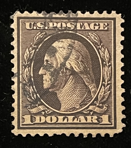 U.S. Stamps SCOTT #342 $1 VIOLET-BROWN, USED, (A FEW SHORT PERFS) app VF, NICE COLOR-CAT $95