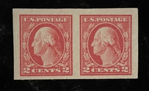 U.S. Stamps SCOTT #532 2c CARMINE TYPE IV IMPERF PAIR, MOG NH, VF+ PO FRESH, CAT $160