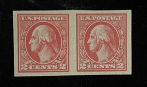 U.S. Stamps SCOTT #533 2c CARMINE TYPE V IMPERF PAIR, MOG NH, VF, PO FRESH, CAT $400-SCARCE!