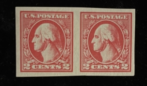 U.S. Stamps SCOTT #534a 2c CARMINE TY VI IMPERF PAIR, MOG, LH, VF & VERY FRESH-CAT $85!