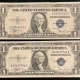 Small Silver Certificates 4 NOTES: 1935-E (2), 1935-F, 1935-H $1 SILVER CERTIFCATES, FR-1614,15 & 18, CU!