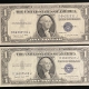 Small Silver Certificates 1935-C $1 SILVER CERTIFICATE, LOT OF 2, FR-1612 ORIGINAL CRISP CU!