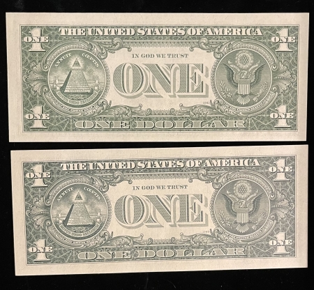 Small Federal Reserve Notes 1963-B $1 FEDERAL RESERVE NOTE PAIR W/ STAR, “BARR”, FR-1902, FRESH GEM CUs