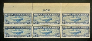 U.S. Stamps RARE & ICONIC C-15 $2.60 GRAF ZEPPELIN PLATE BLOCK OF 6, MOGNH, VF+-CAT $8000