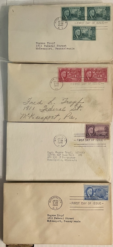 First Day Covers HUGE GROUP OF ADDRESSED 1940s FIRST DAY COVERS, 300-400 PCS, 7 BAGS, CAT $1500+