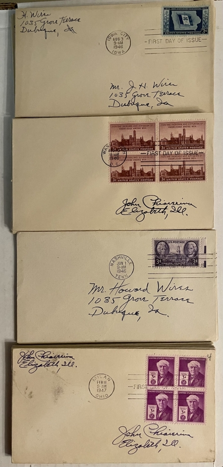 U.S. Stamps HUGE GROUP OF ADDRESSED 1940s FIRST DAY COVERS, MULTIPLES OF MANY, CAT $1500+