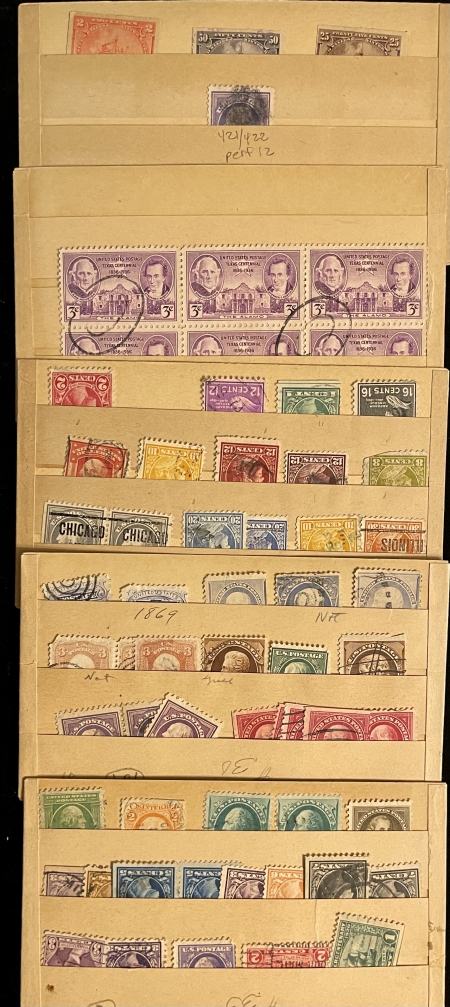 U.S. Stamps MANY HUNDREDS CARDED U.S. SINGLES, MINT & USED, 1860s-ON, MUCH BOB, CAT $1000+